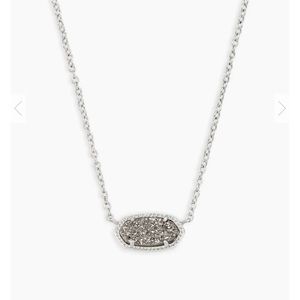 Elisa Silver Pendant Necklace In Platinum Drusy